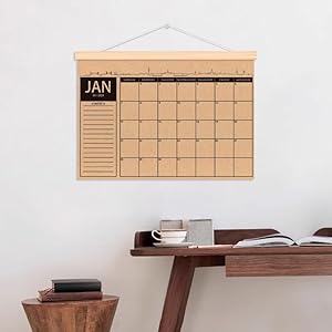 2025rusticwoodenkraftpaperhangerjanuary2025august2026monthlydeskorwallcalendarplanner18monthcalendarwithscrollwoodframesize16x12inch  Urban Country Home Decor 2025 rustic wooden kraft paper hanger january 2025 august 2026 monthly desk or wall calendar planner 18 month calendar with scroll wood frame size 16x12inch  urban country home decor