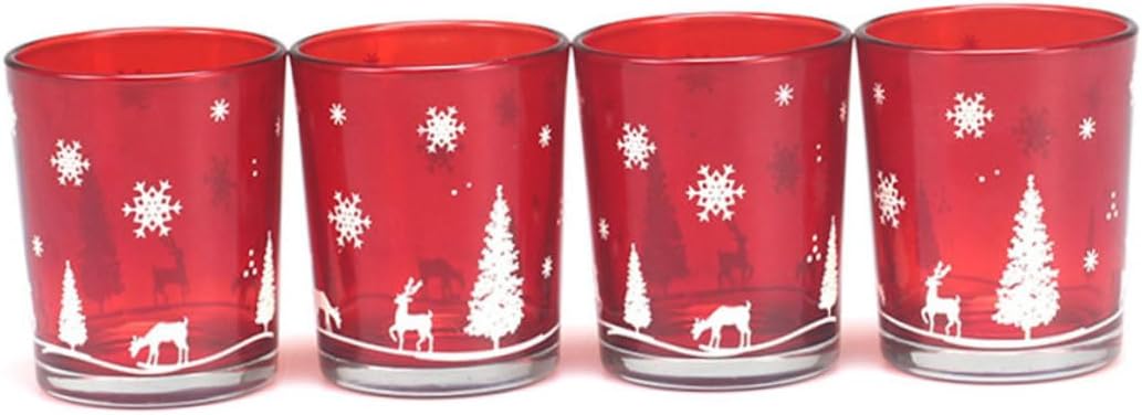 2pcs DIY Christmas Candle Holder Cup Festive Scented Candle Container for Tealight Votive Decorative Ornament for Holiday Home Decor