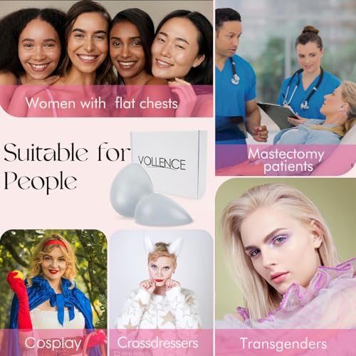 Image of Vollence One Pair Silicone Breast Forms Fake Boobs Crossdresser Prosthesis Mastectomy