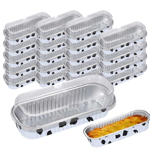 Genérico Mini Molde Para Pasteles – Juego De 20 Mini Moldes Para Hornear Pan De Papel De Aluminio Con, Recipientes Rectangulares Antiadherentes De 200 Ml, Moldes Para Postre Reutilizables De Alimen