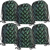 Think Green Fun Jurassic Dinosaur Party Favors Dragon Drawstring Backpacks Dungeons Bags Potter Medieval Fantasy Beasts // Made of Recycled RPET // 6-Pack, 12x14 inches