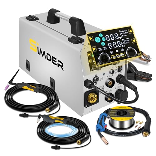 SSimder 6-in-1 MIG Welder & Plasma Cutter 160A Gas MIG/Flux Core/Lift TIG/Stick/Cut Combo 110V 220V 35A Air Cutting for Auto Repair DIY & Small Workshop