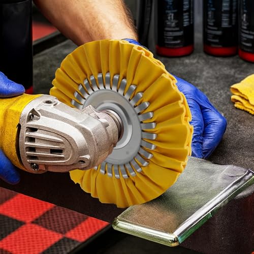 Image of 2PCS 8 inch Airway Buffing Wheel with 5 /8 inch Arbor Flange-Free Hub, Yellow Buffing Wheels for Angle Grinder, Metal Polishing Wheel for Aluminum Wheels Stainless Steel Oxidation Removal