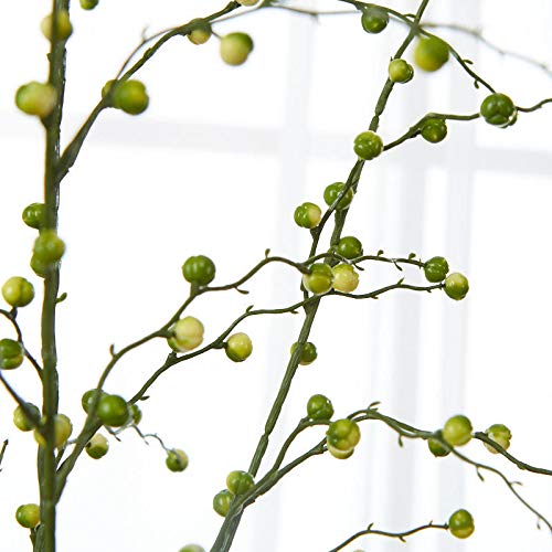 Factory Direct Craft Cream and Green Vinyl Berry and Twig Sprays | 2 Sprays | for Indoor or Outdoor Decor