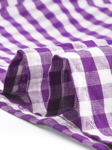 Image of Agnes Orinda Plus Size Gingham Dresses 1950s Vintage Plaid Round Neck Short Sleeve Tiered Midi Summer Dress
