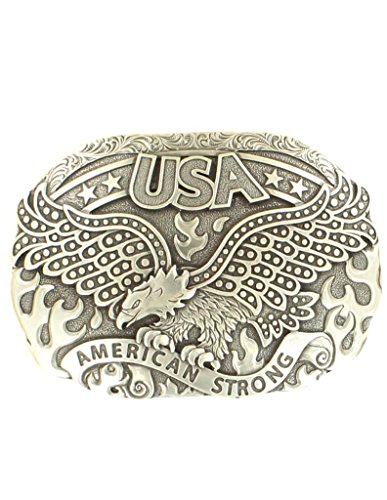 M&F Western Men's American Strong USA Eagle Oval Buckle, Silver, One Size