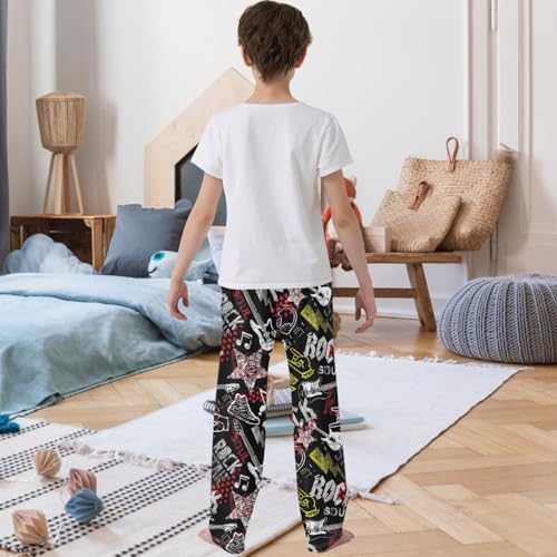 Boy's Pants Rock Star Guitar Jogger Pants Elastic Waist Long Bottoms Trousers with Pockets 6-14 Years3