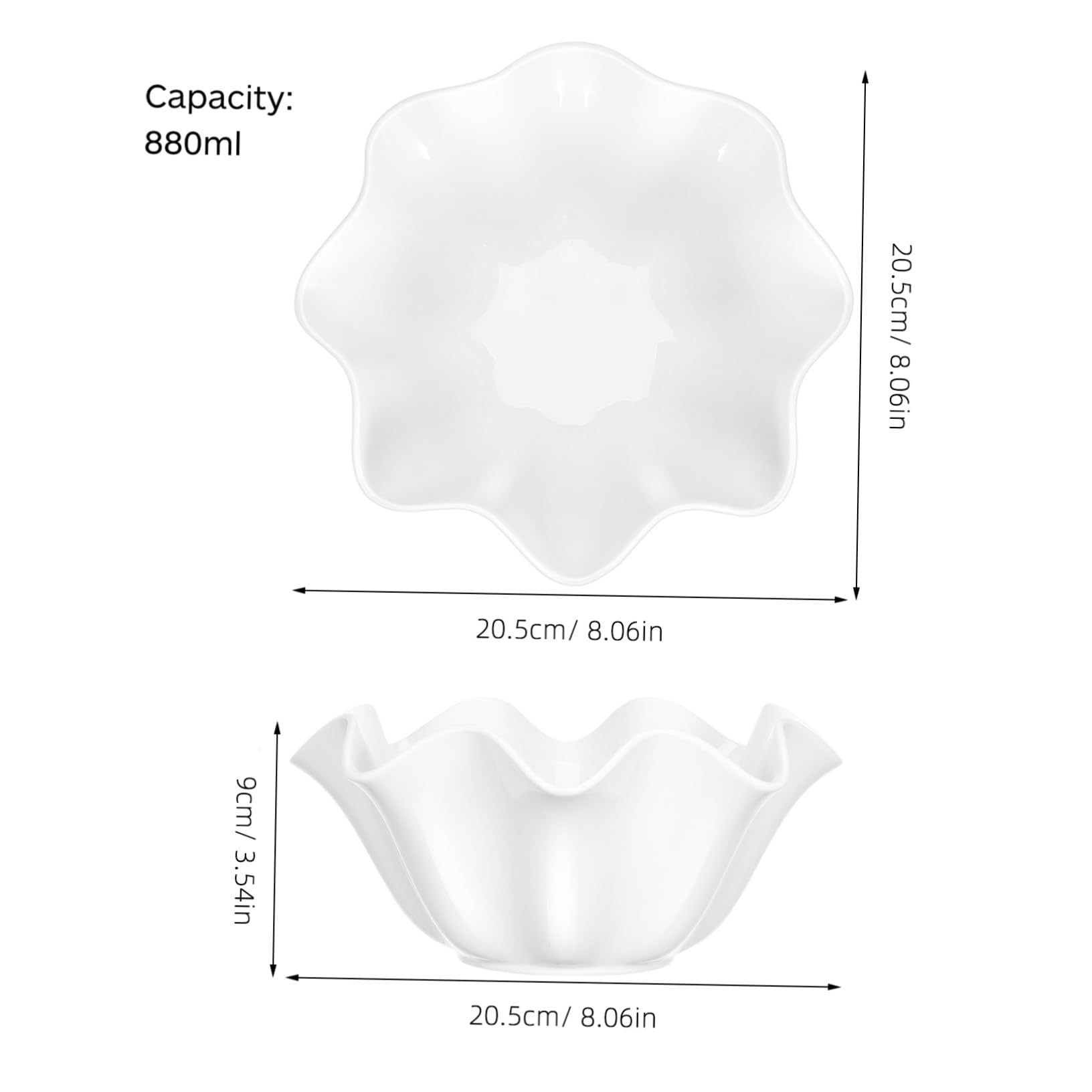 Hemobllo Cuenco de Cerámica white 880ml, Resistente al Calor, para Sopa | Acabado Borde Enrollado, Uso en Restaurantes y Fiestas, Pieza Multiusos para Noodles