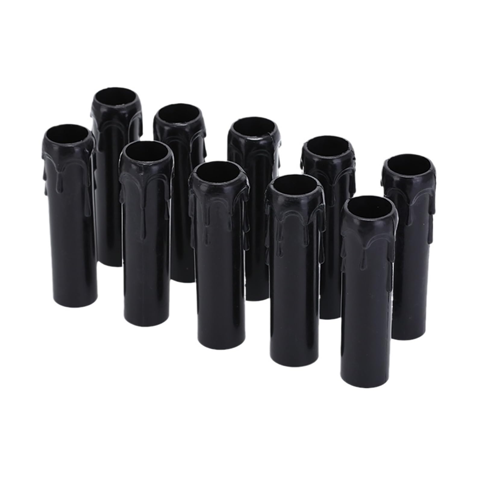 DFGBAPKBL Candle drip Sleeve Tube 10 Pcs Plastic Drip Candle Tube for Chandelier Light Bulb Covers Sleeve(Black)