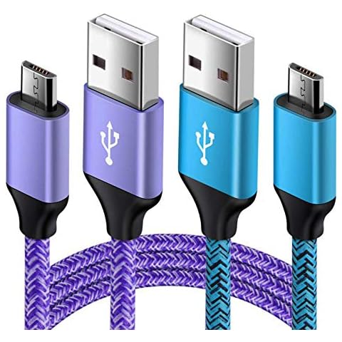 Android Charger Micro USB Cable 2 Pack 6ft Long Braided Cords Fast Charging Compatible for Samsung Galaxy S7 S6 Edge/Active, J8 J7 J3 V, Moto E5 G5 G6 Play, Tablet, PS4 Pro Slim, Note 4 5, LG G3 G4 Q6 Cover