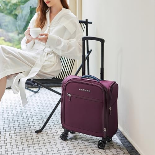 Image of Verage Underseat Carry On Luggage with Spinner Wheels, Grape red, 14.5-Inch Plus Underseat Pro, Underseat Carry on Luggage with Spinner Wheels