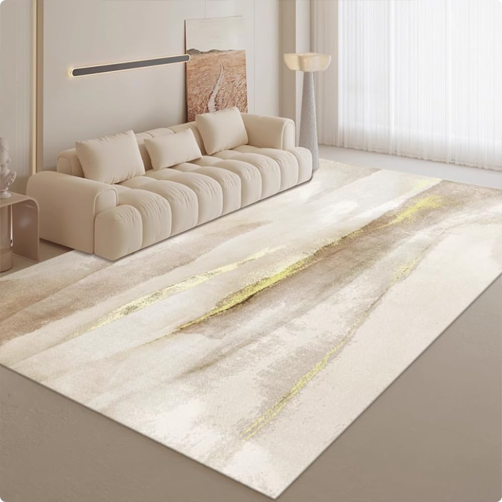 Scumlovy Modern Luxury Home Carpet Living Room Sofa Coffee Table Bedroom Bedside Area Rug Basement Cloakroom Non-Slip Floor Cushion 160x200cm