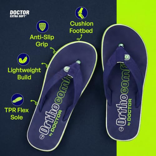 Image of DOCTOR EXTRA SOFT Men's Orthopedic Tpr Slippers With Cushion Footbed For Adult|Stylish & Anti-Skid|Comfortable & Light Weight|Casual Durable Waterproof Everyday Dr. Home Flip Flops Gents & Boys D-36
