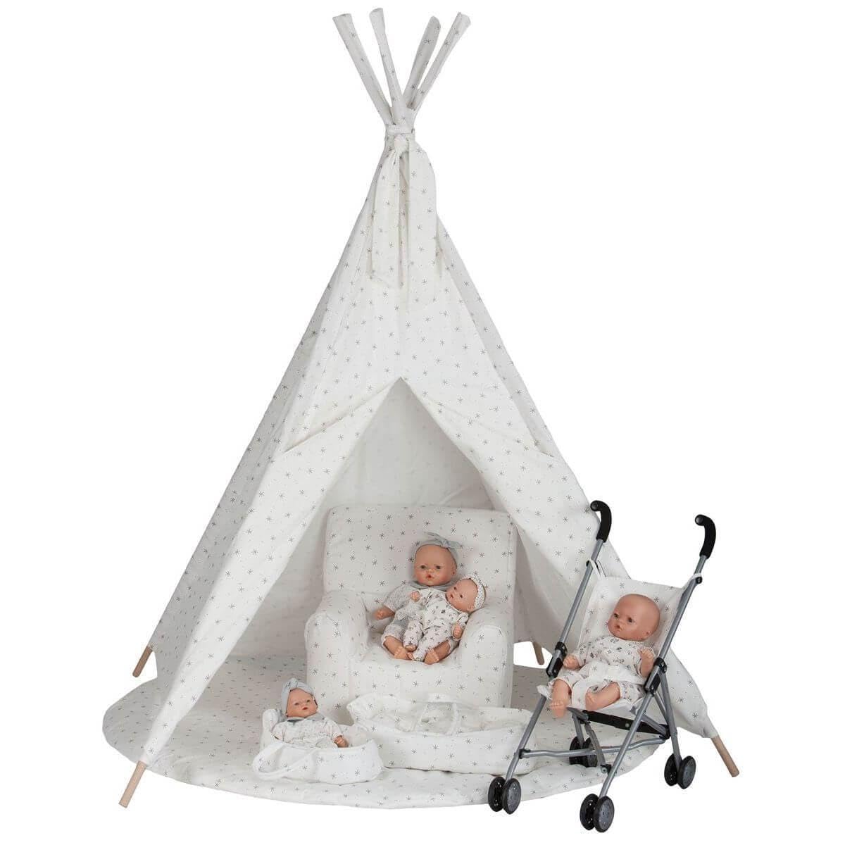 WOOKIDS Nacelle pour poupée 36 cm Stars Blanc