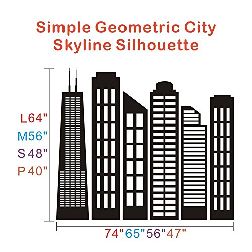 Simple Geometric City Decal City Skyline Silhouette Wall Sticker Wall Mural Vinly Home Art Decoration Black #TOP2