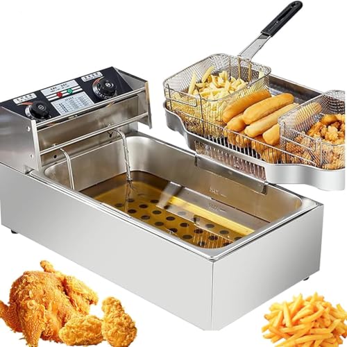 Friteuse professionnelle acier inoxydable 2 paniers avec thermostat