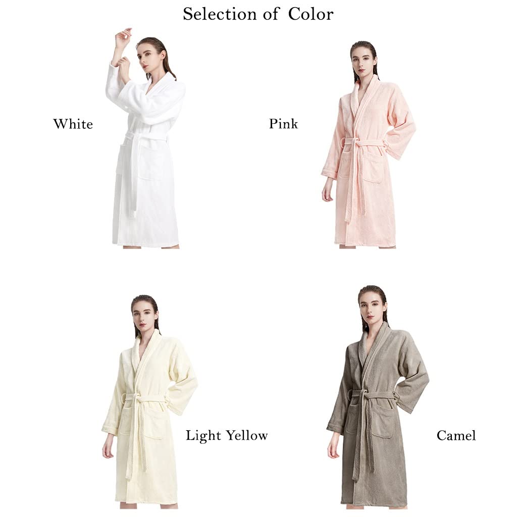 MTFBQ Albornoz De Toalla De Algodón 100% Puro, Bata De Baño De Toalla De Rizo De Lujo De SPA para Mujeres Y Hombres Vacaciones, Ducha Y Hotel, Pijama De Tela De Rizo para Parejas, Suave Y Acogedor