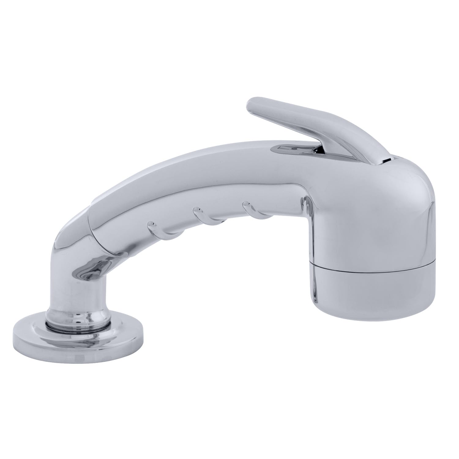 Ambassador Marine Deck-Mount Sprayer- Small Chrome Sprayer (No Eyelet for Hanging) w/Elbow, 10' White Rubber Hose, Low Profile Holder - 134-0048-CW-W