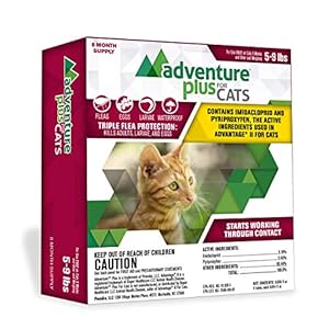 Adventure Plus Flea Prevention for Cats – Topical Flea Treatment for Cats (5-9 lbs) (Pack of 8)