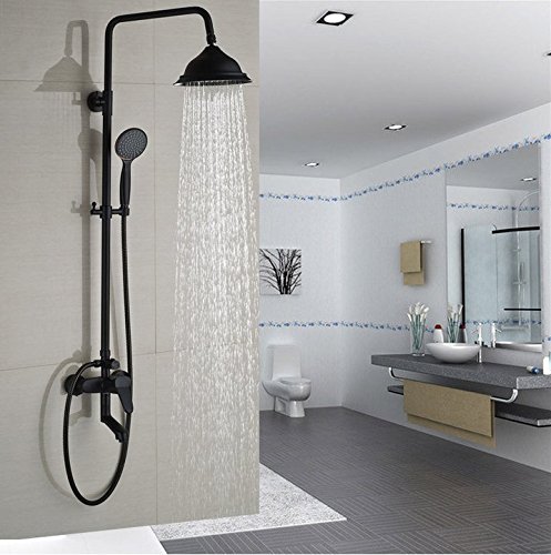 Pommeau de douche effet pluie et mitigeur noir pour une salle de bain spa
