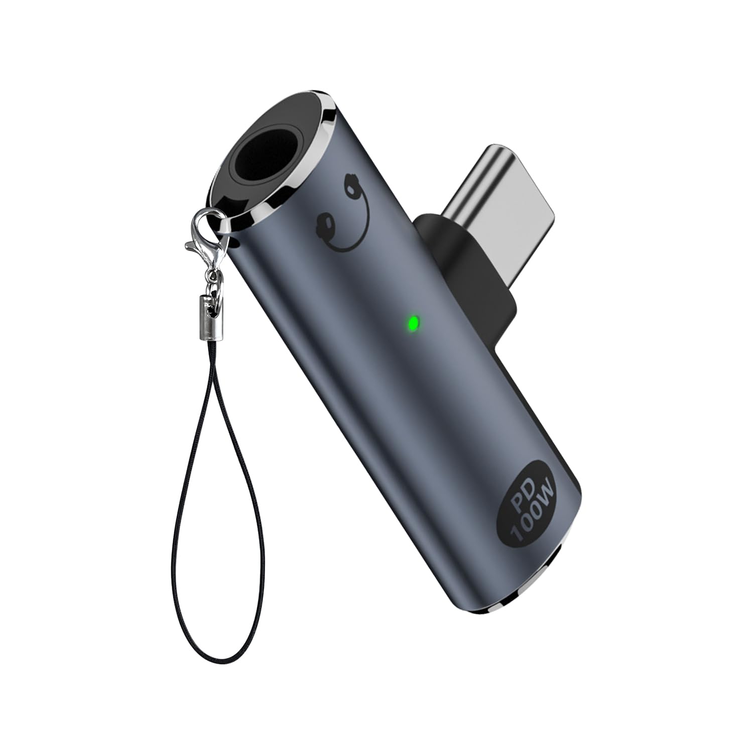 Duttek USB C to 3.5mm Audio Adapter 100W PD, 2 in 1 USB C Splitter and TypeC Headphone Adapter for iPhone 16/15, Pixel 9 (1 Pack-Grey)