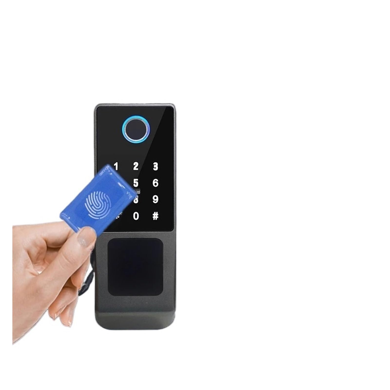 Cerradura de puerta inteligente, Cerradura de puerta inteligente Teclado huella digital a prueba agua Tarjeta RFID Desbloqueo remoto(02)