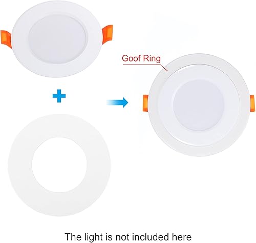 Miniatura 6 de PATIKIL Anillo de luz de 2.9 pulgadas de diámetro exterior, anillo de Goof blanco mate, cubierta de luz circular para techo de pared empotrable
