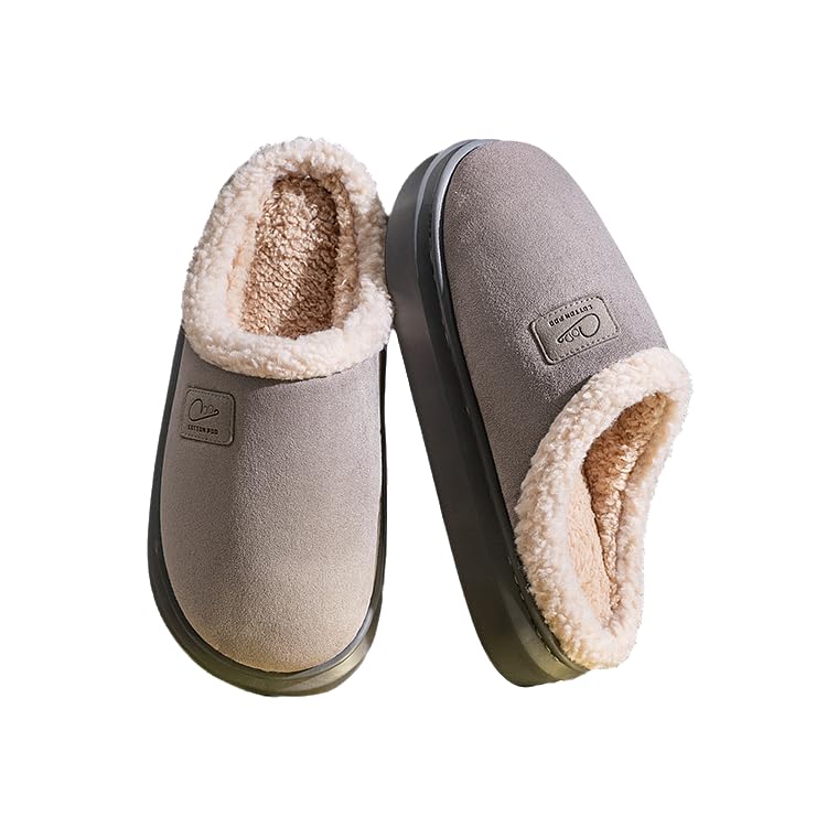 Suede Men's and Women's Slippers, 4cm Heel, Anti-Slip Memory Foam Insulated Insole3