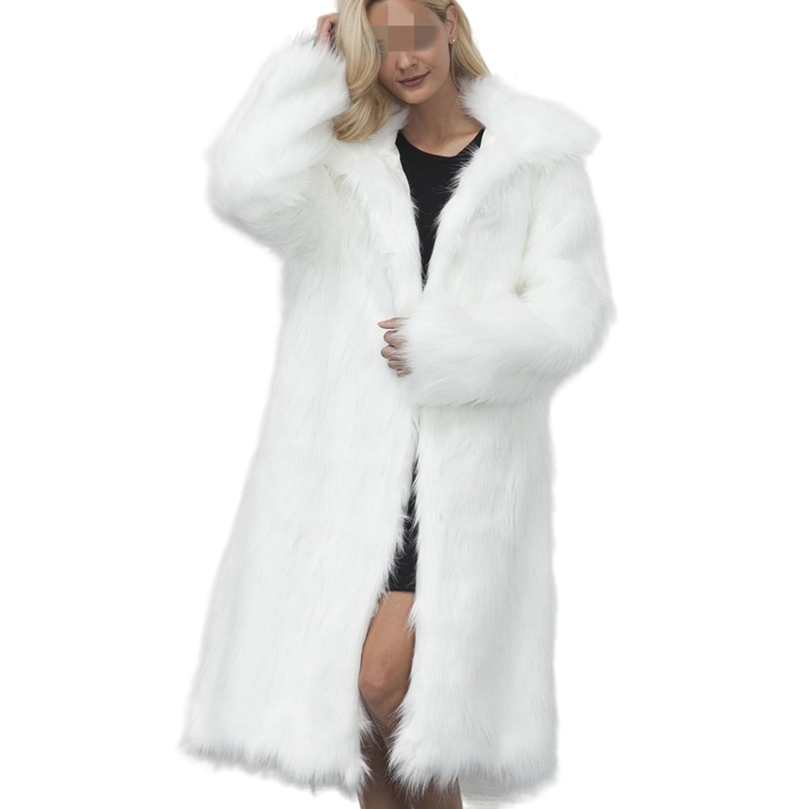 Damska Dwustronna Kurtka Ze Sztucznego Futra Zimowy CiepłY Puszysty PłAszcz Ze Sztucznego Futra Z DłUgim RęKawem Plus Size,White,XXL
