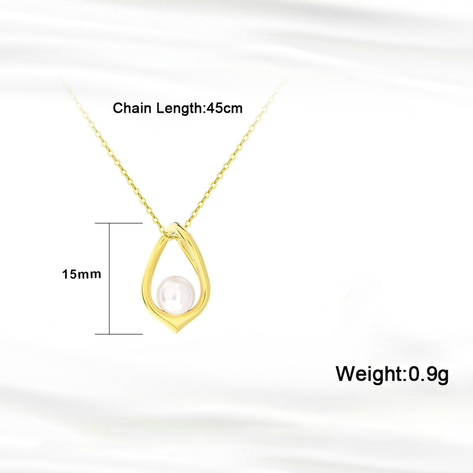 Collana Argento 925, Ciondolo a Goccia con Perla in Argento 925 per Donna Oro, Lunghezza 45cm