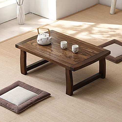 Table basse pour balcon et salon en bois de paulownia marron 80cm