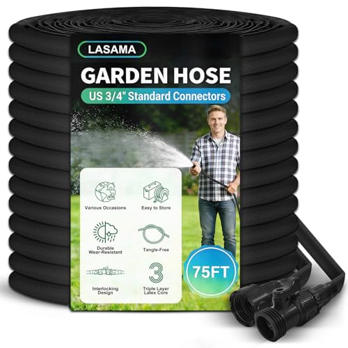 75FT Garden Hose, Lightweight Water Hose, 3/4' Connectors Lawn Hose for Outdoor, Outside Hose for Yard Backyard, Collapsible & Car Wash Watering