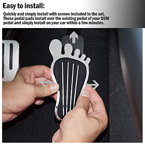 Gazoz Performance Pedal Pad-Style Cover - No Drilling Anti-Slip Aluminum Brake And Accelerator Pedal Covers - Hot Rod Rat Chrome Custom Gas Pedal Pad Cover Accessories #TOP3