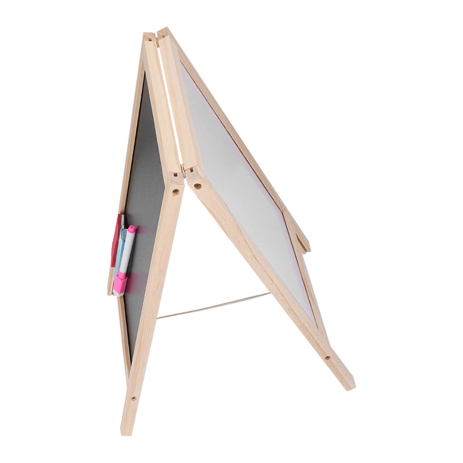 Caballete de Madera de Doble Cara con Rollo de Papel, 25x40 cm, Tablero de Dibujo Grande, Soporte Ajustable, Bandeja de Almacenamiento Plegable