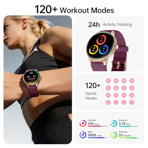 Image of Woneligo Smart Watch for Women,1.57inch AMOLED Touchscreen Fitness Watch for iPhone & Android,Heart Rate /Sp02 /Sleep Monitor,110+ Sport Modes IP68 Waterproof Bluetooth Calls (Purple, 1.57)