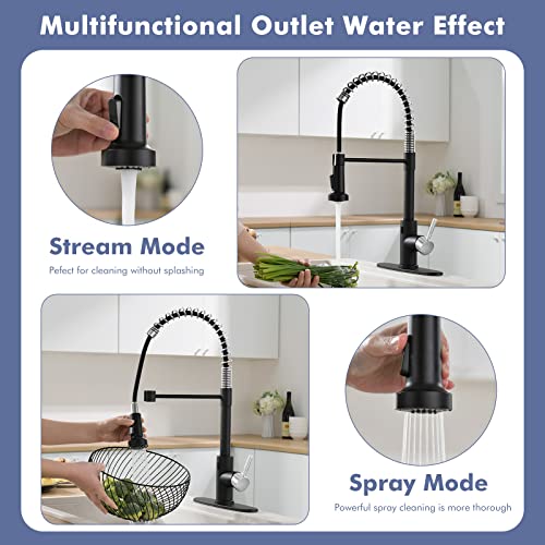 Image of GIMILI Black and Nickel Touchless Kitchen Faucet with Pull Down Sprayer, Motion Sensor Smart Hands-Free Single Handle Kitchen Sink Faucet, Single Hole Kitchen Spring Faucet