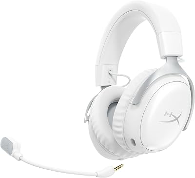 HyperX Cloud III S Wireless, Cuffie Bluetooth, Audio 3D, Microfono Noise-Cancelling, Fino a 200 ore di Autonomia, Dongle USB-C, Compatibili con PC, PS5, Nintendo Switch, Bianco