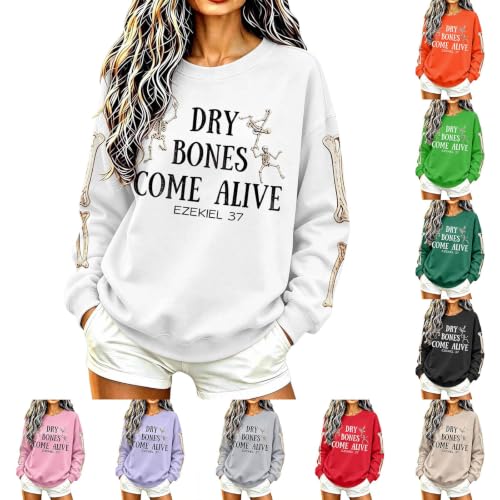 Dry Bones Come Alive Sweatshirt Women Halloween Skeleton Crewneck Pullover - image 1