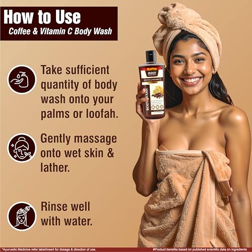 Image of Multani Naturals Coffee & Vitamin C Body Wash I Ayurvedic Body Wash for Men & Women - its Unisex I Herbal Body Cleanser for Skin Brightening, Reduce Skin Puffiness & Improves Skin Elasticity I Paraben Free I Sulphate Free I Kind to All Skin | Types I (270ml)