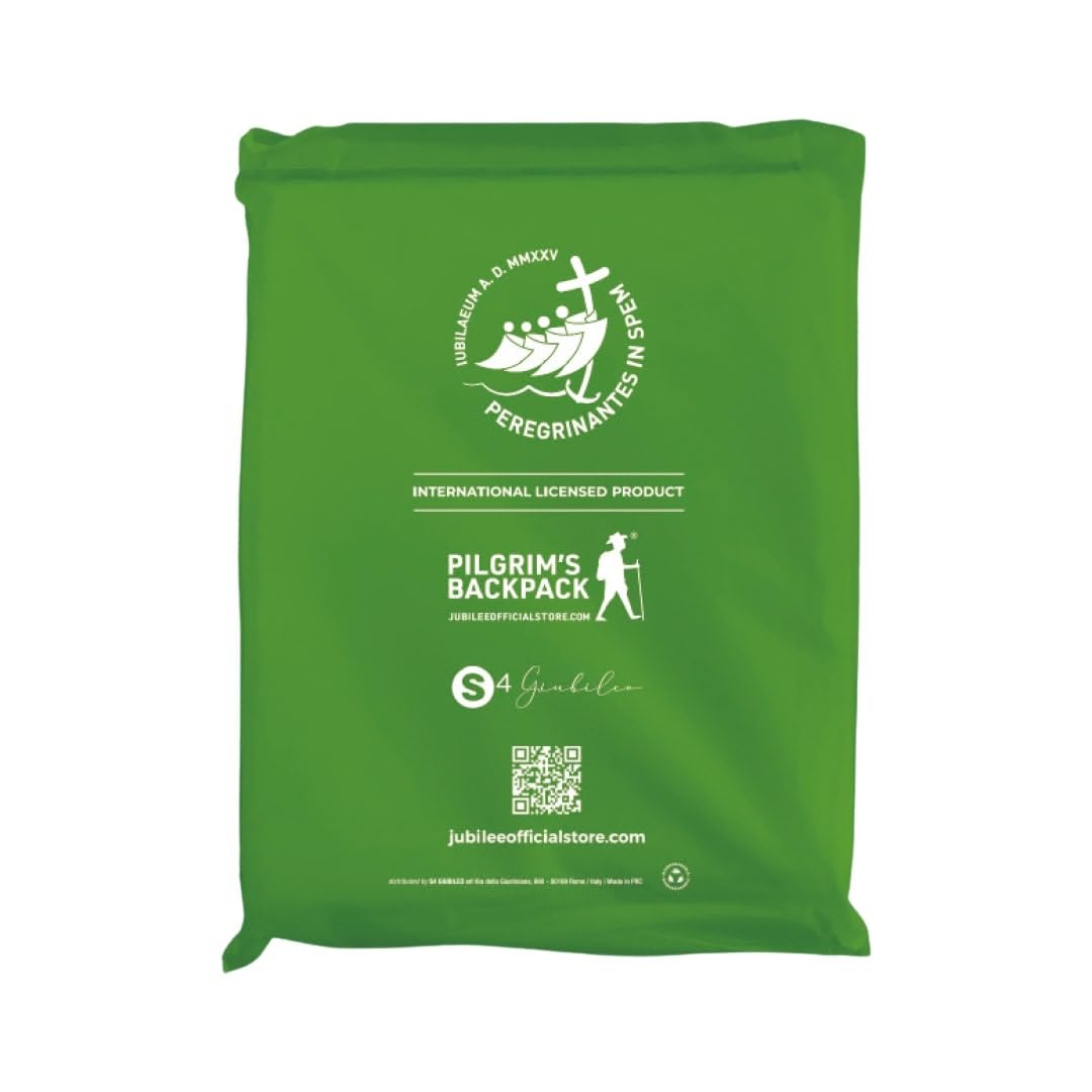 Pilgrim's Backpack Unisex Green Biodegradable Rain Poncho With Jubilee Logo, Official Jubilee Product 2025, One Size
