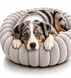 MOÏGO Panier Donuts Anti Stress pour Chien & Chat Rond – Coussin Moelleux Effet Cocooning, Lit Apaisant Lavable, Base Antidérapante – Plusieurs Tailles & Coloris (50 à 90 cm)