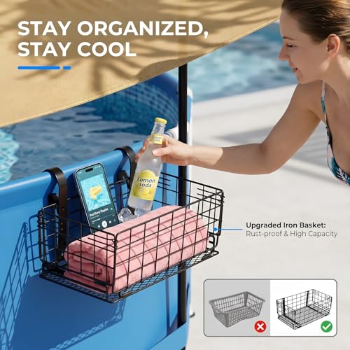 Toldo para piscina con canasta metálica y protección UV miniatura 7