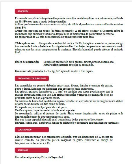 MEMBRANA DE POLIURETANO -Membrana elástica, monocomponente que seca por humedad ambienta - PINAY (4 L - TRANSPARENTE)