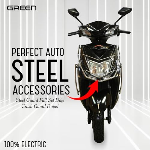 Image of Green Invicta Low Speed Electric Scooter with Steel Frame Non RTO 80KM Range with Portable Charger (Black)