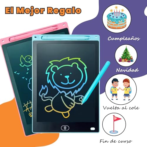 TECET® Pizarra Mágica Infantil 12 Pulgadas + Guía de 100 Dibujos para pintar | Pizarra Magnética Infantil para Niños | Tablet Led Digital de Dibujo, Rosa - imagen 7