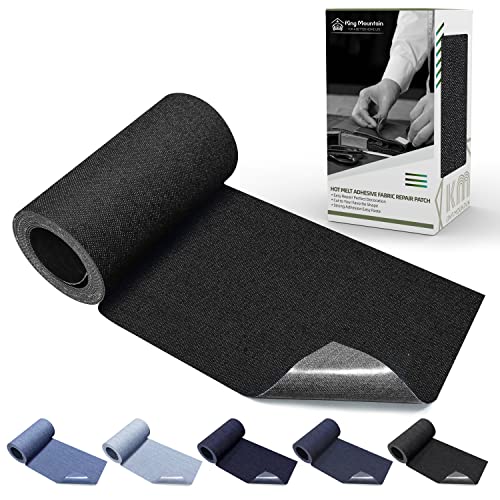 Image of KING MOUNTAIN Iron-on Repair Patch,3 inchx60 inch100% Cotton Denim Iron-on Repair Patch, Jeans and Clothing Repair and Decoration Kit (Black)