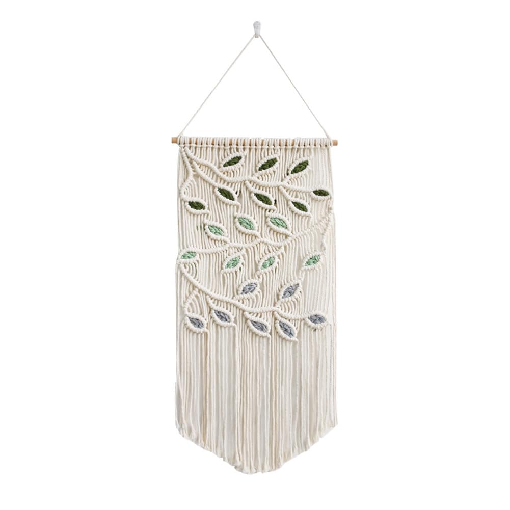 CTRLZS Leaves Macrame Wall Hanging Green Leaf Macrame Wall Hanging Boho Wall Decor Yarn Wall Hanging Tapestry Handmade B Easy to Use