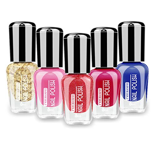 Abitzon Non Toxic Nail Polish Set Eco Friendly Easy Peel Off & Quick Dry Water Based Nail Polish (5 Bottles)