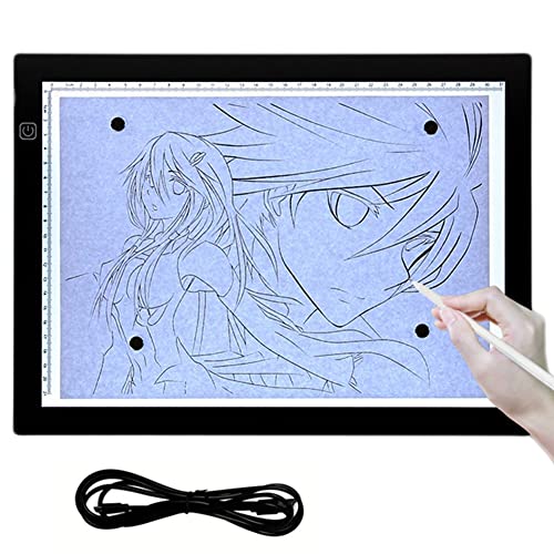 JANRON Tablero de luz A4 A3, LED Tableta de Luz Iluminación Ajustable Tablero de Trazado, Ultra Delgada Tracking Light Pad USB ​para Dibujar Bosquejar Animación Cover