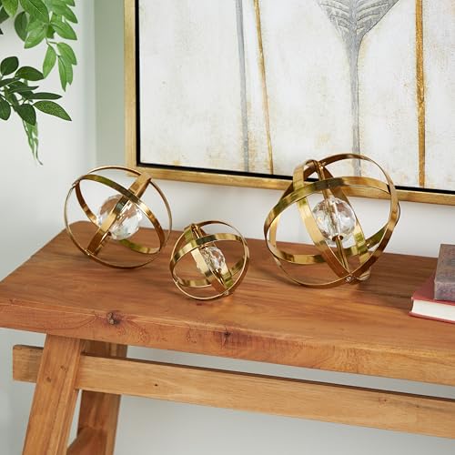 Set de 3 esculturas decorativas metálicas geométricas Dorado miniatura 3